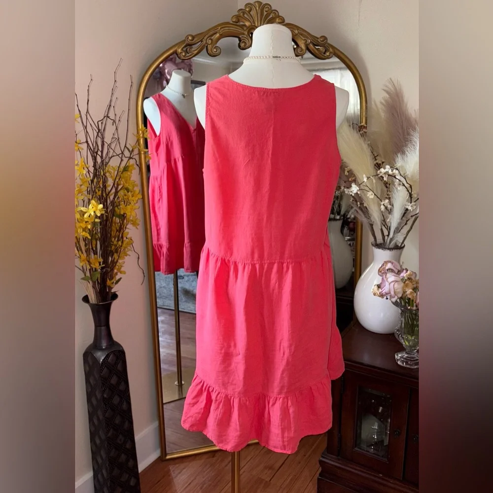 Cynthia Rowley orange Linen dress Large NWOT - Picture 7 of 11